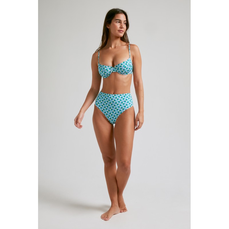 Bikini Balconette Calma High Verde Y Azul Robin Collection