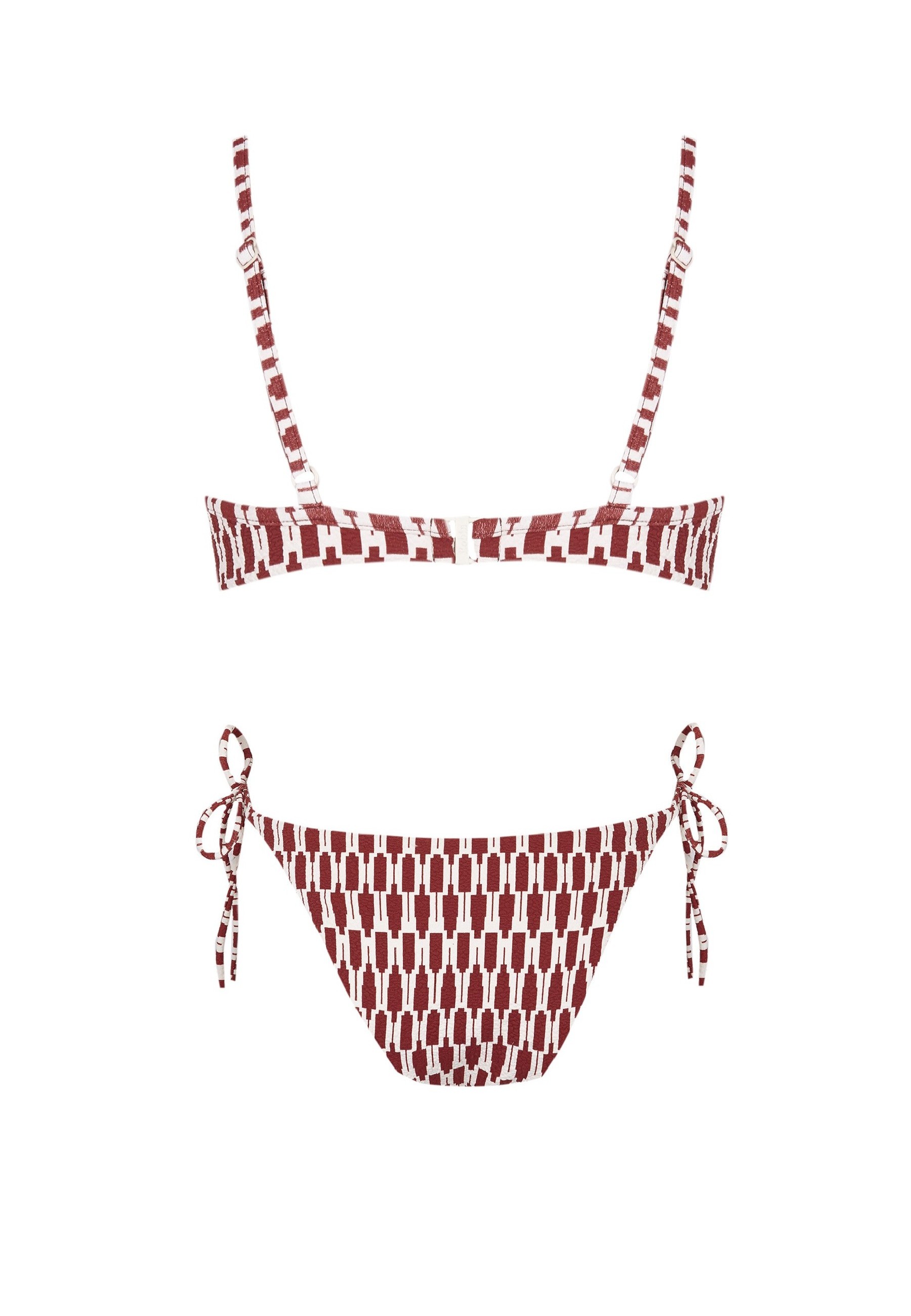 Bikini Balconette Tribe Rojo Y Beige Robin Collection Robin