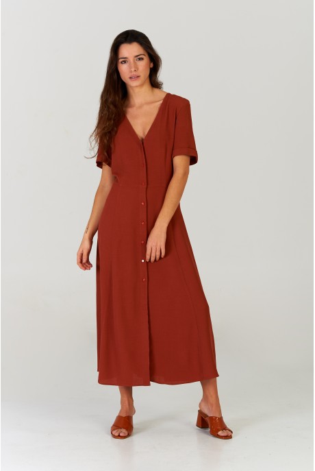 Vestido midi Terracota Vestido midi Terracota