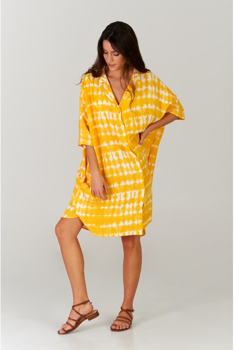 Vestido camisero Tie Dye Ocre Vestido camisero Tie Dye Ocre