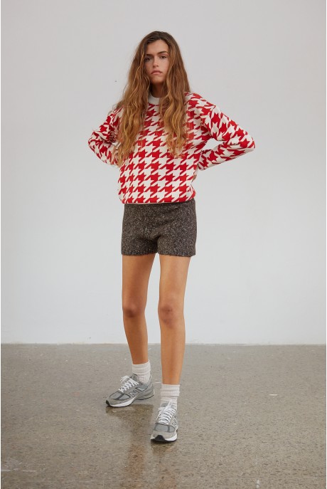 Red Houndstooth Chamonix Sweater Red Houndstooth Chamonix Sweater
